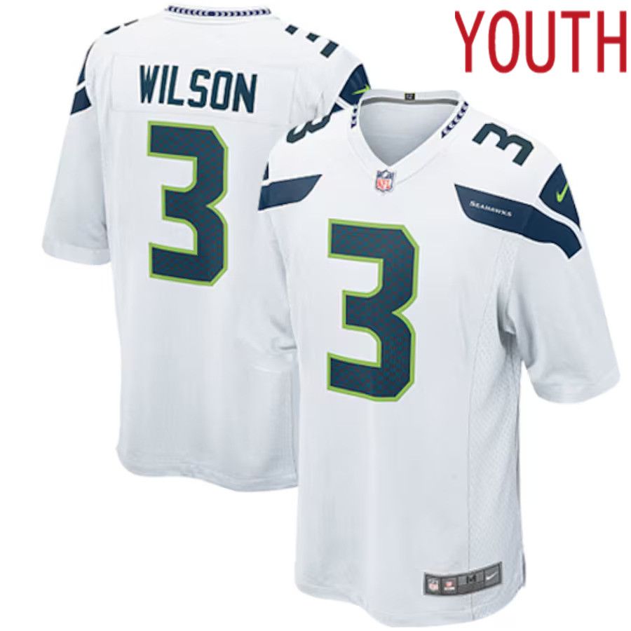 Youth Seattle Seahawks #3 Russell Wilson Nike White Game NFL Jersey->youth nfl jersey->Youth Jersey